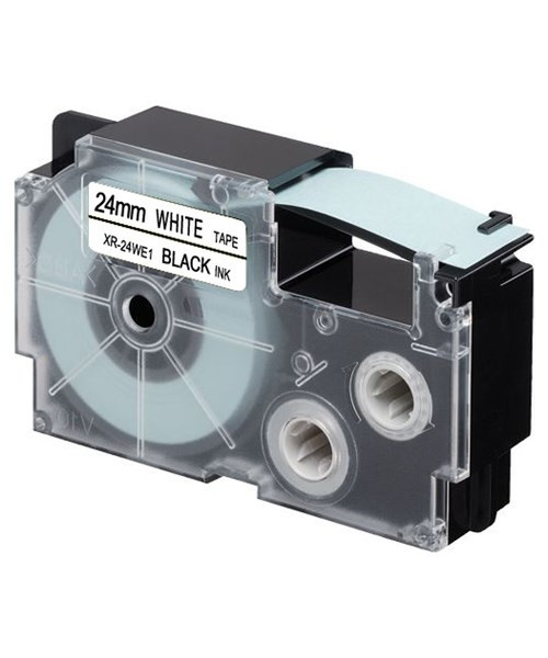 Casio XR-24WE1 Black on white label-making tape