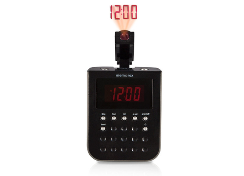Memorex Projection Alarm Clock Radio Clock Analog Black