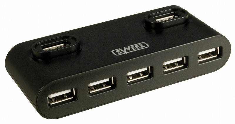Sweex External 7 Port USB 2.0 Hub 480Мбит/с Черный хаб-разветвитель