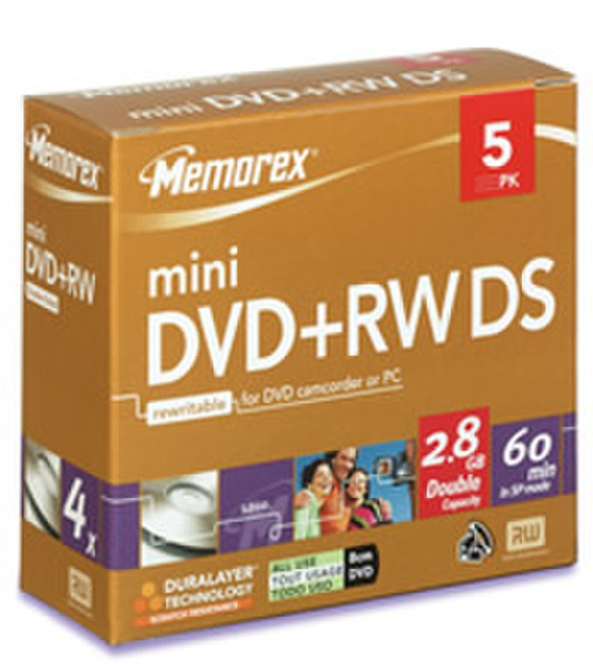 Imation 4x miniDVD+RW DS 2.8GB 2.8GB DVD+RW 5pc(s)