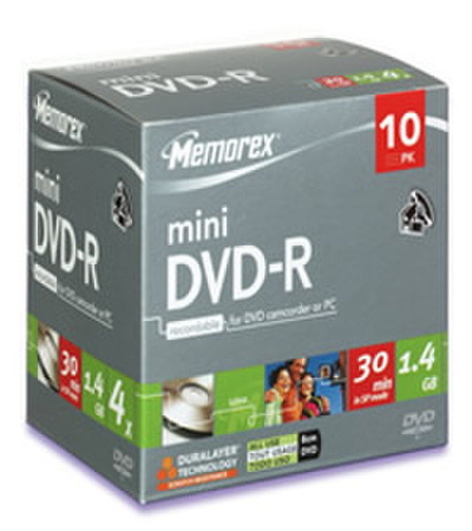 Imation 4x miniDVD-R 1.4GB 10 Pack Slim JC 1.4ГБ DVD-R 10шт