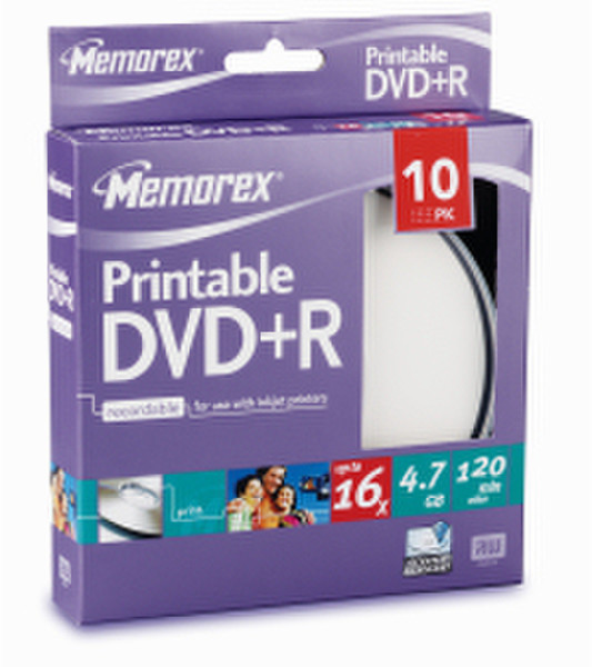 Imation 16X Printable DVD+R 4.7GB 10 Pack Cakebox 4.7ГБ DVD+R 10шт