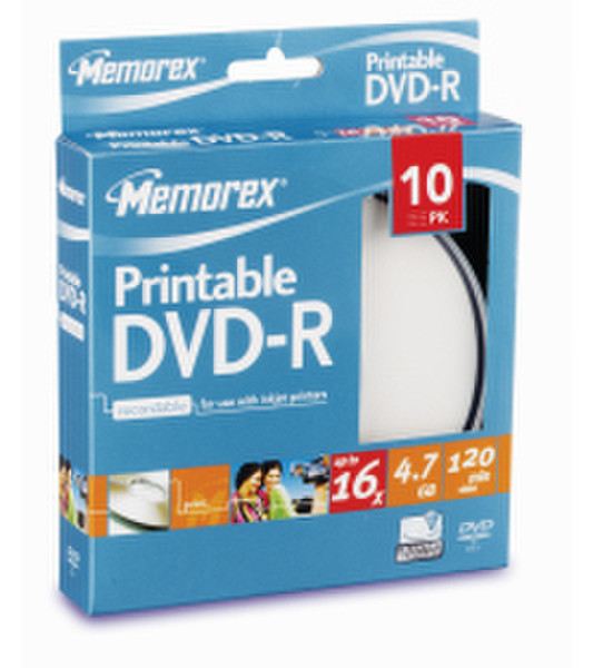 Imation 16X Printable DVD-R 10 Pack Cakebox 4.7ГБ DVD-R 10шт