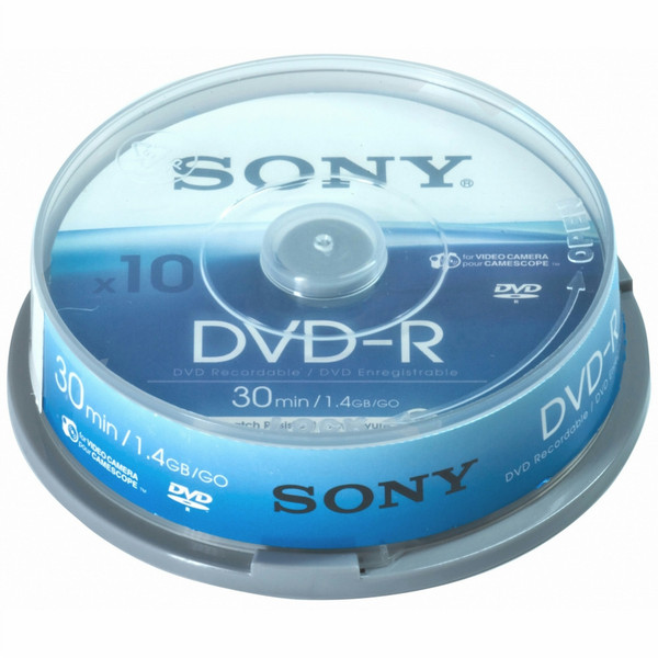 Sony DVD-R 30min spindle, 10pk 1.4GB DVD-R 10pc(s)