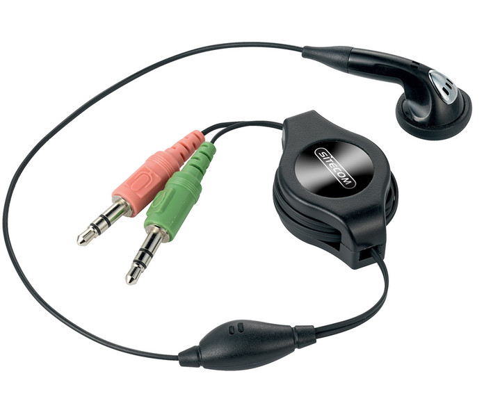 Sitecom Retractable Earplug Monophon Schwarz Headset