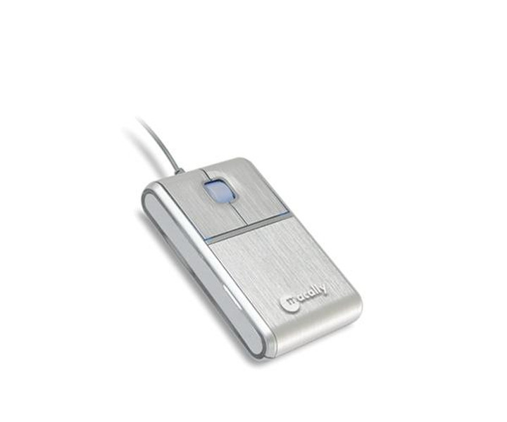Macally Precision Low Profile USB Mouse USB Опто-механический 800dpi Cеребряный компьютерная мышь
