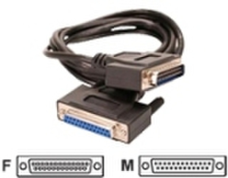 Digiconnect Parallel Extension Cable 1.8m DB-25 (M) DB-25 (F) Schwarz Kabelschnittstellen-/adapter