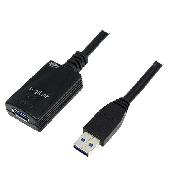 LogiLink 5.0m USB 3.0 M/F 5м USB A USB A Черный