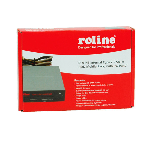 ROLINE Internal Type 2.5 SATA HDD/SSD Mobile Rack, with I/O Panel