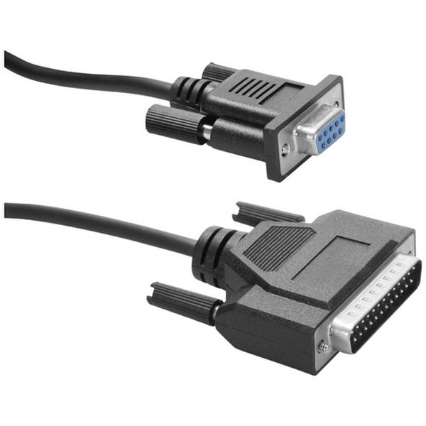ICIDU Serial Modem Cable, Black, 1,8m 1.8m Black networking cable
