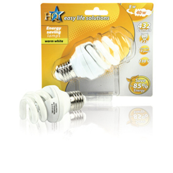 HQ E-E27-02 8Вт E27 A Теплый белый energy-saving lamp