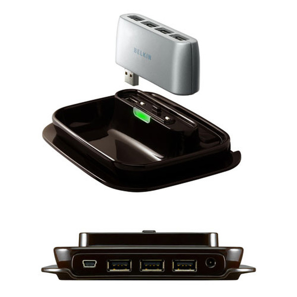 Belkin 2-in-1 Hub 480Mbit/s Black,Silver interface hub