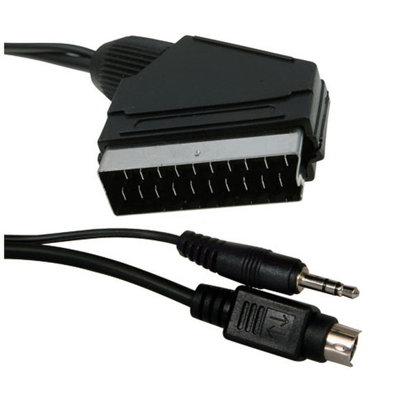 ICIDU Video / Audio Cable, 5m 5м S-Video (4-pin) + 3.5mm SCART (21-pin) Черный