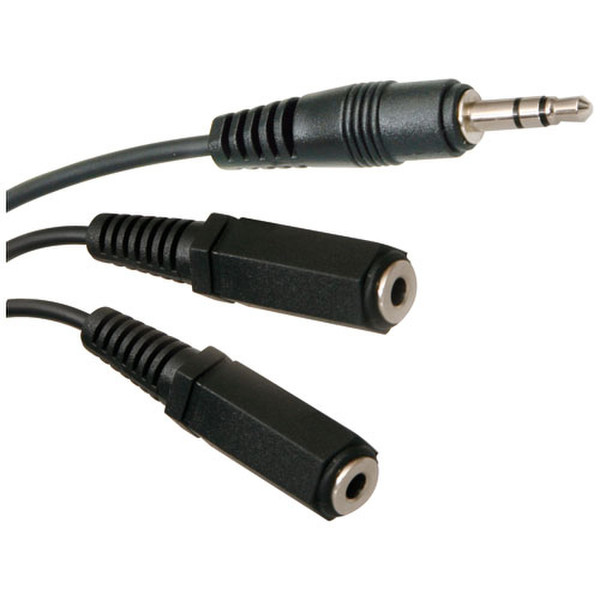 ICIDU Mini-Jack Split Audio Cable, 25cm 0.25m 2 x 3.5mm 3.5mm Schwarz Audio-Kabel