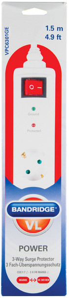 Bandridge VPC6301GE 3AC outlet(s) 250V 1.5m White surge protector