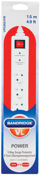 Bandridge VPC6501FR 5AC outlet(s) 250V 1.5m White surge protector