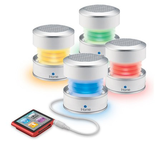 SDI Technologies Color Changing Mini Speaker Mono Silver,White