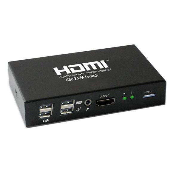 Value KVM Switch 1 User - 2 PCs, HDMI, USB, Audio, with USB Hub KVM switch