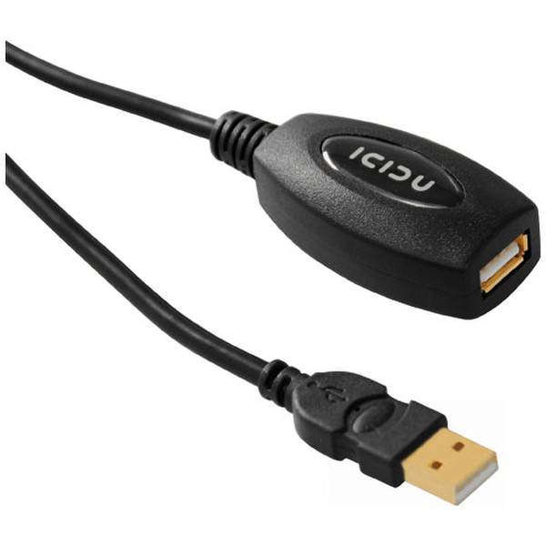 ICIDU USB 2.0 Repeater Cable, 5m 5м USB A USB A Черный кабель USB
