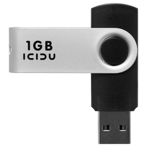 ICIDU Swivel Flash Drive 1GB 1GB USB 2.0 Typ A Schwarz, Silber USB-Stick