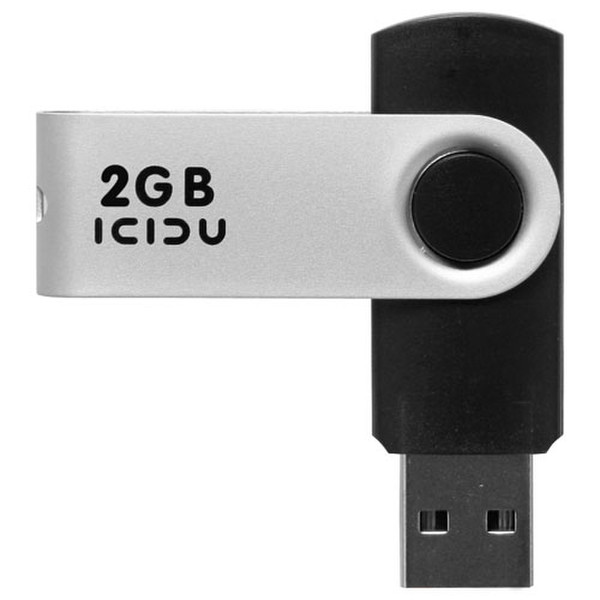 ICIDU Swivel Flash Drive 2GB 2GB USB 2.0 Typ A Schwarz, Silber USB-Stick