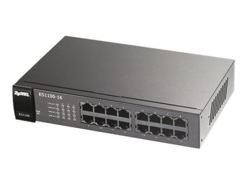 ZyXEL ES1100-16P Неуправляемый L2 Power over Ethernet (PoE) Серый