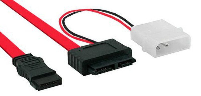 InLine SATA 0.4m/0.15m 0.4м SATA 7-pin Красный кабель SATA