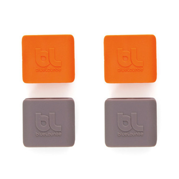 Bluelounge CableClip - medium Серый, Оранжевый 4шт кабельный зажим