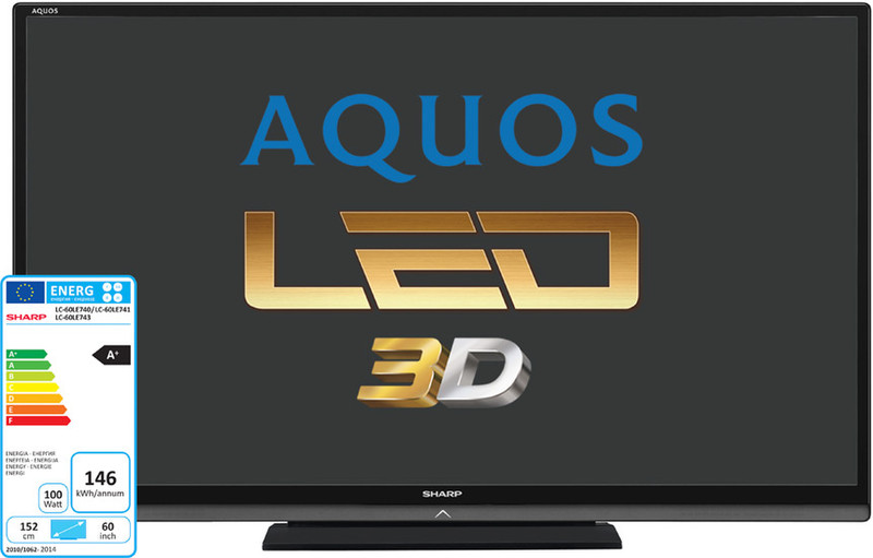 Sharp LC-60LE743E 60Zoll Full HD 3D WLAN Schwarz LED-Fernseher