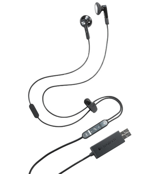 Logitech BH320 USB Stereo Earbuds USB Binaural In-ear Black headset