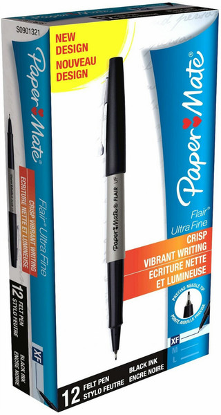 Papermate Flair UF Extra Fine Черный 12шт капиллярная ручка