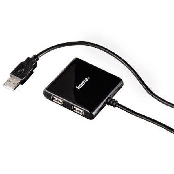 Hama USB 2.0 Hub 1:4 480Mbit/s Schwarz Schnittstellenhub
