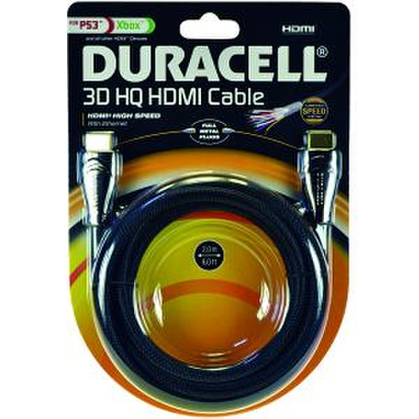Duracell PS3C13DU 2m HDMI HDMI Schwarz HDMI-Kabel
