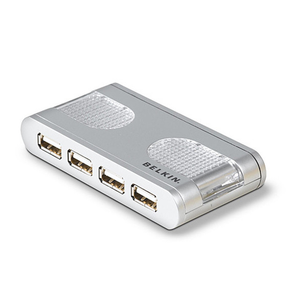 Belkin USB 2.0 7-Port Lighted Hub 480Мбит/с Cеребряный хаб-разветвитель