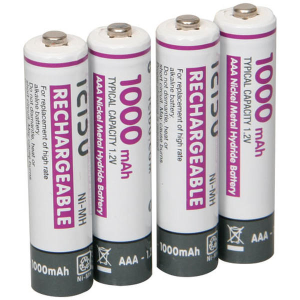 ICIDU NiMH, AAA, 1000 mAh Nickel-Metal Hydride (NiMH) 1000mAh 1.2V rechargeable battery