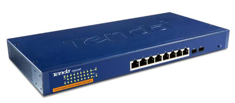 Tenda TEG1210P Managed L2 Power over Ethernet (PoE) Blue network switch