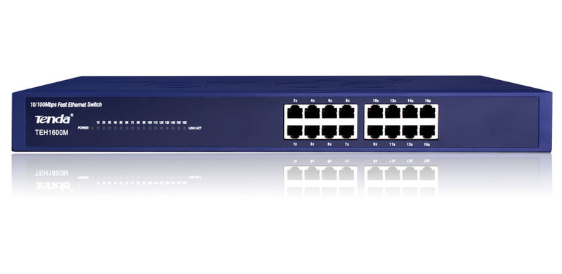 Tenda TEH1600M Unmanaged Fast Ethernet (10/100) Blue network switch