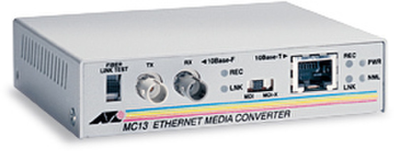 Allied Telesis 10T to 10FL (ST) Media Converter, EU power cord 10Mbit/s Netzwerk Medienkonverter