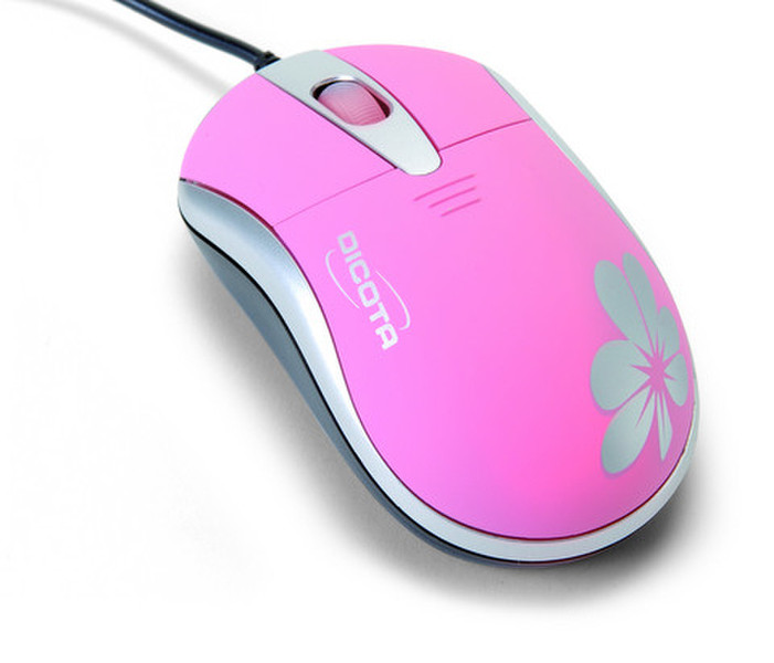 Dicota Blossom USB Оптический 800dpi Розовый компьютерная мышь