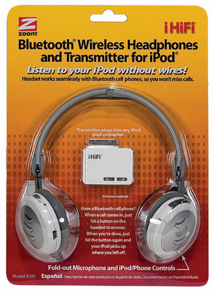 Hayes Bluetooth Wireless Stereo Headphones/Headset & iPod/iPhone Transmitter