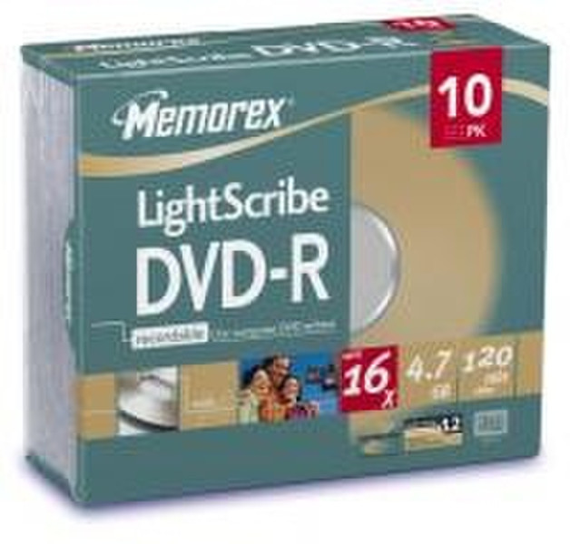 Memorex DVD-R LightScribe 16x 4.7GB, 10 Pack