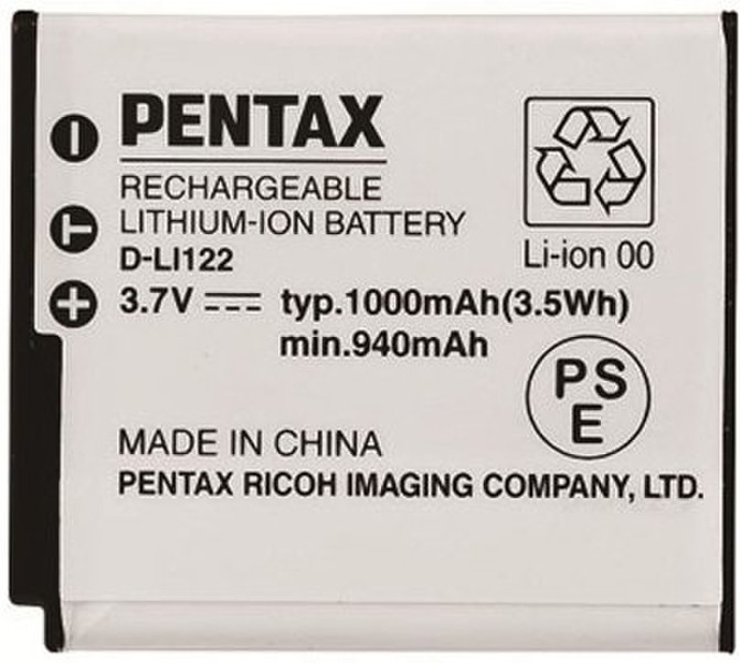Pentax 3.7V, 1000 mAh, Li-ion Lithium-Ion 1000mAh 3.7V rechargeable battery