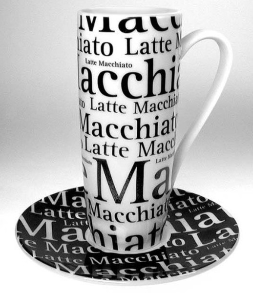 Könitz Porzellan 2pc Coffee Bar No. 5 - Latte Macchiato - Writing Black,White 4pc(s)