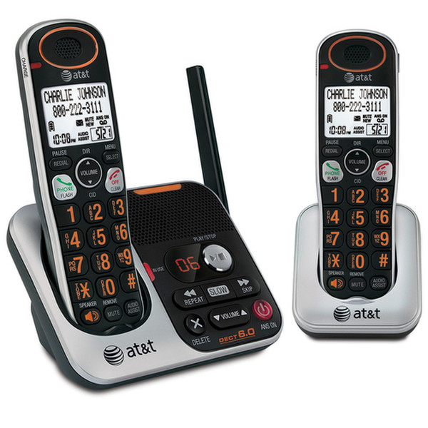 AT&T TL32200 DECT Идентификация абонента (Caller ID) Черный, Cеребряный телефон