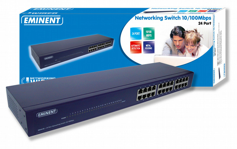 Eminent EM4418 24 Port Networking Switch 10/100Mbps Unmanaged Blue