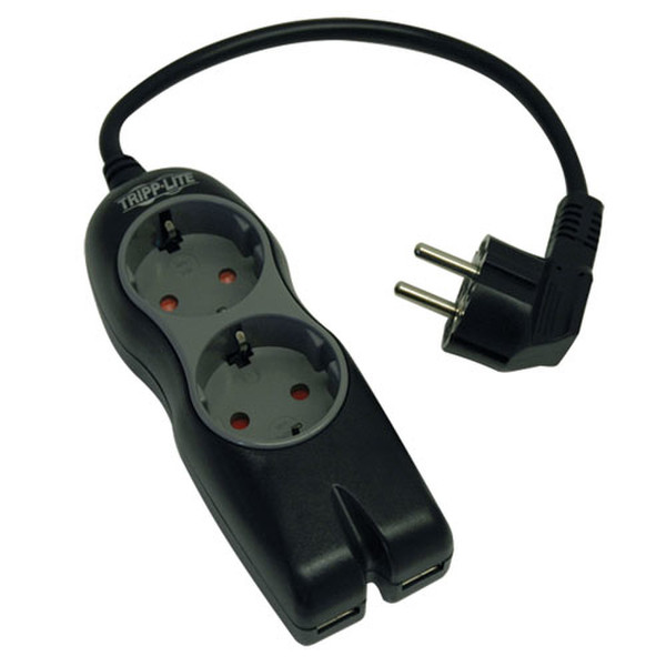 Tripp Lite Protect It! 230V Surge Protector with 2 Type F Outlets, 0.33M Cord, 380 Joules, German plug