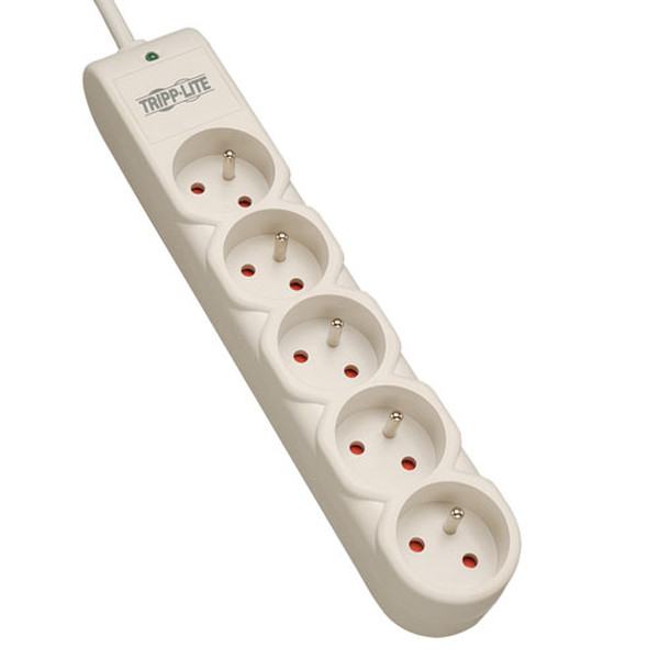 Tripp Lite Protect It! 230V Surge Protector with 5 French/Belgian Outlets, 1M Cord, 280 Joules, French plug, Diagnostic LED