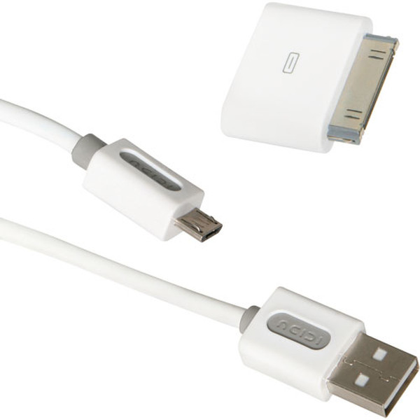 ICIDU Micro USB Adapter White 1m USB A Micro-USB B Weiß