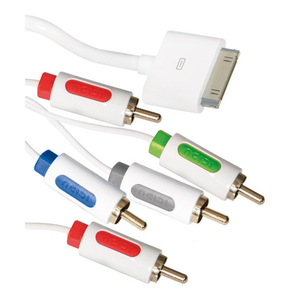ICIDU AV Component Cable 2m White 2m Apple 30-p 6 x RCA Weiß Composite-Video-Kabel
