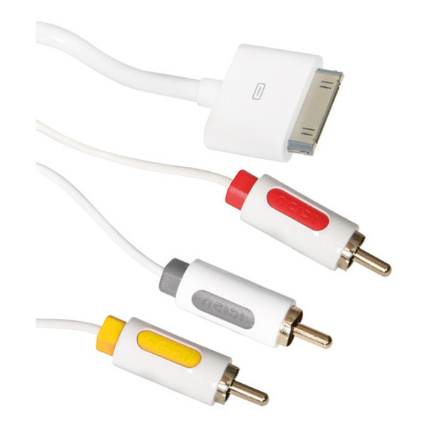 ICIDU AV Composite Cable 2m White 2m Apple 30-p 3 x RCA Weiß Composite-Video-Kabel